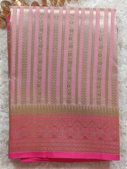 AA81 Pink color lightweight Organza saree