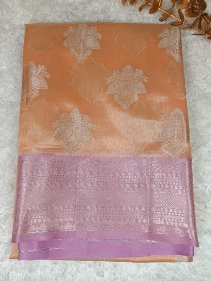 AA112 - Elegant Peach Banarasi Katan Silk Saree