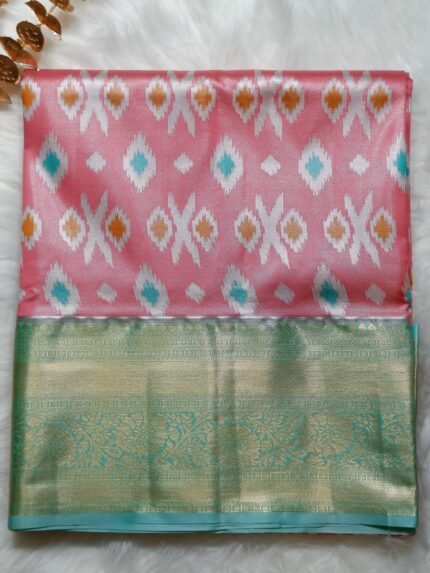 AA16 Pink and blue Kanjivaram Silk Saree