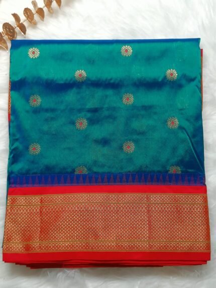 AA19 -Traditional Teal Blue pure Nayaranpet Silk Saree