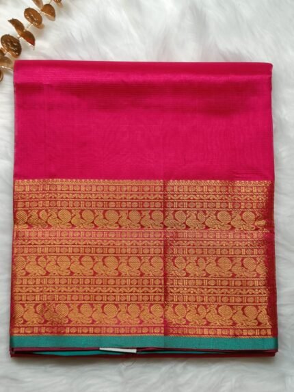 AA24-Pink and Sea Green Mangalgiri Saree