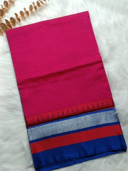 AA57 Rich pink color Mangalagiri Handloom Silk Cotton Saree