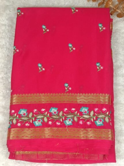 AA99 - Elegant Pink Banaras Soft Katan Saree