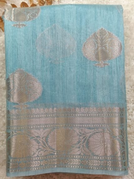 AA108 - Elegant Sky Blue Banarasi Katan Silk Saree