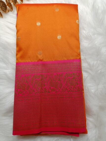 AA114 Mustard yellow color SHARINI Fancy Silk saree