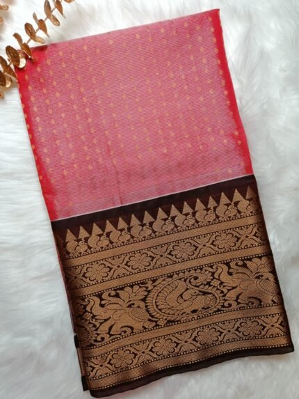 AA119 Rose pink Mangalagiri Silk Cotton Saree