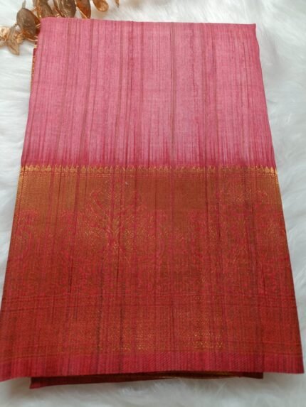 AA13 Soft Pink and Gold Zari Raw Silk Fancy saree