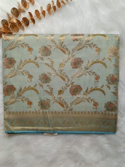 AA33 - Aqua Mint Green Maysuri Tissue Saree