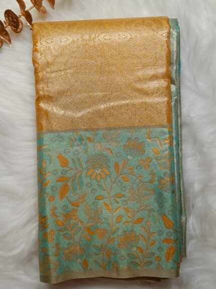 AA47 Gold Color Semi Kanchipuram Silk Saree