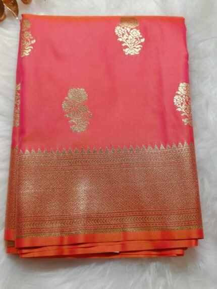 AA54 rich Dual shade orange and pink color Fancy Silk Saree