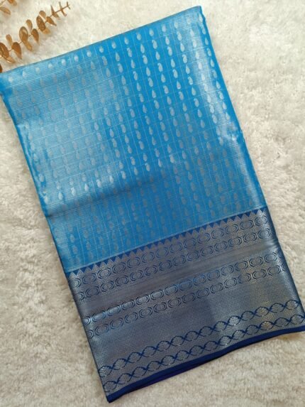 AA58 Rich blue color Mangalagiri Handloom Silk Saree