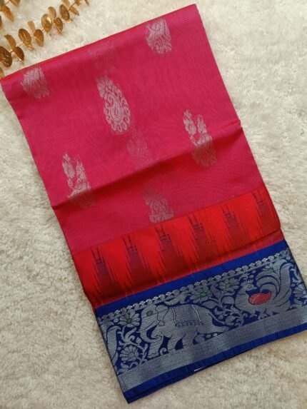 AA59-Rich Pink color Mangalagiri Handloom Saree