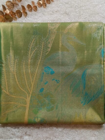 AA69 Green and blue color pure Kanchi pattu saree