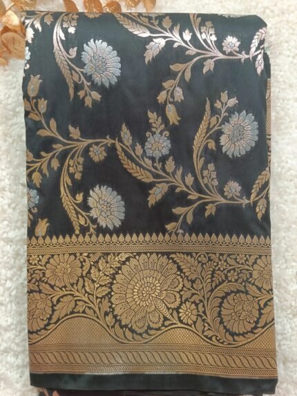 AA75- Elegant Black Banaras Premium Katan Tilfi Saree