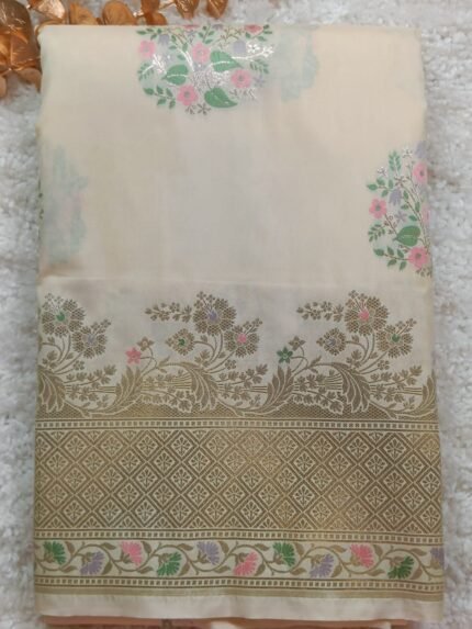 AA76- Elegant Ivory Banaras Premium Katan Tilfi Silk Saree