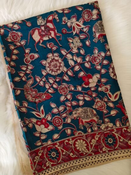 AA128 CHANDERI SILK KALAMKARI PRINT SAREE