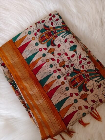 AA124 CHANDERI SILK KALAMKARI SAREES