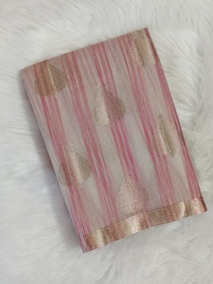 AA1022 Elegant Pink Kota Saree with Gold Zari Butti & Rich Pallu