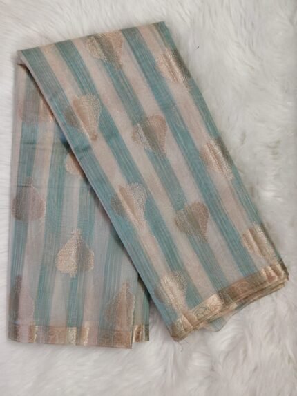 AA1021 Elegant Sky Blue Kota Saree with Gold Zari Butti & Rich Pallu