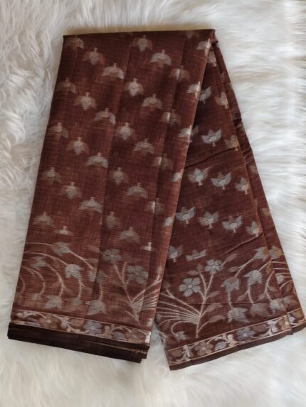 AA1032 Elegant Coffee Brown Kota Doria Saree with Zari Weaving
