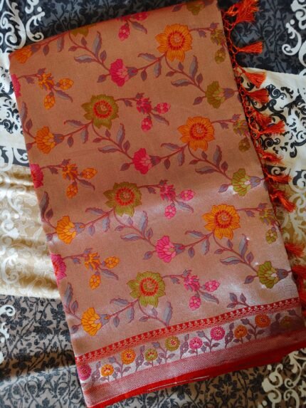 AA1042 Elegant Pure Banarasi Katan Saree – Traditional Floral Design